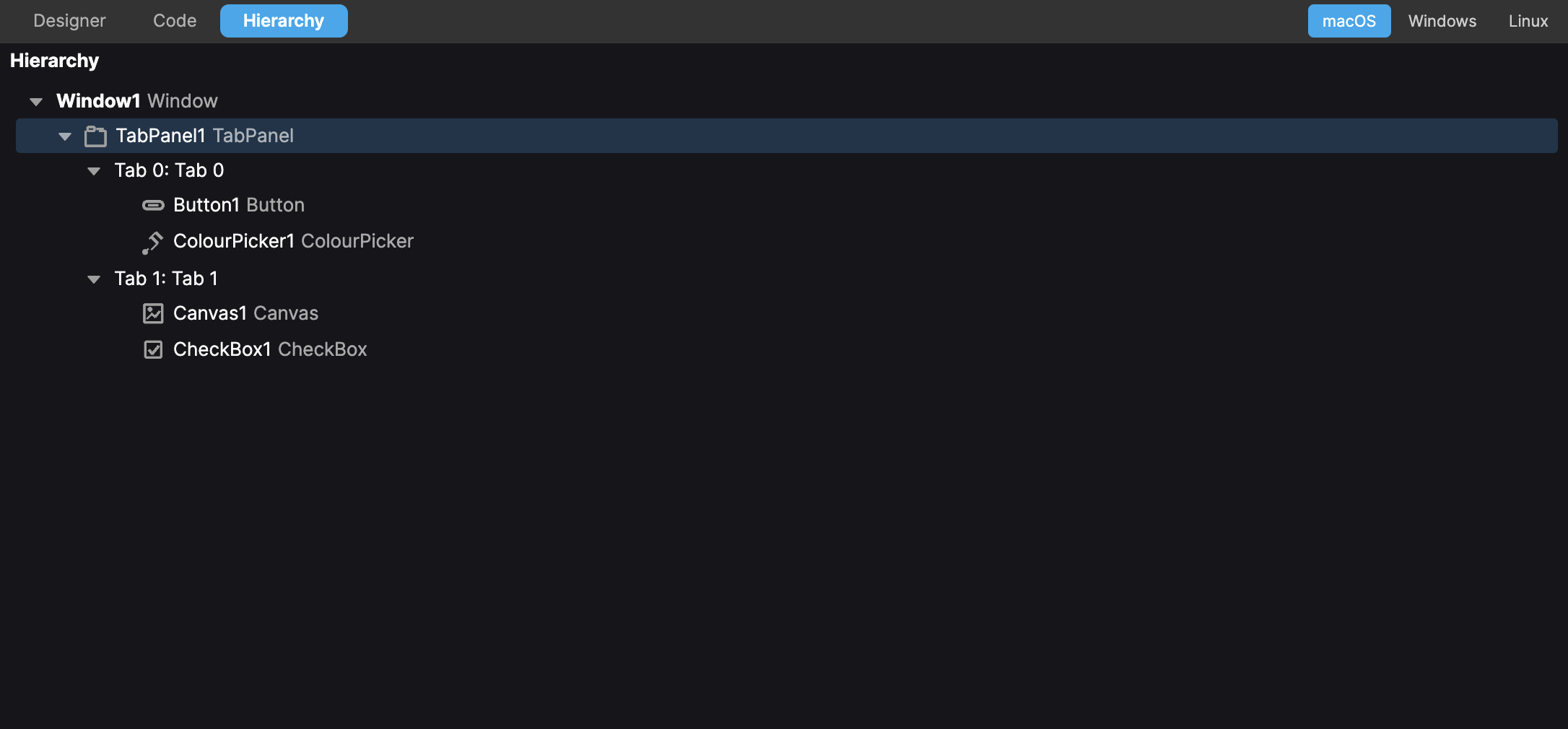 TabPanel in hierarchy view