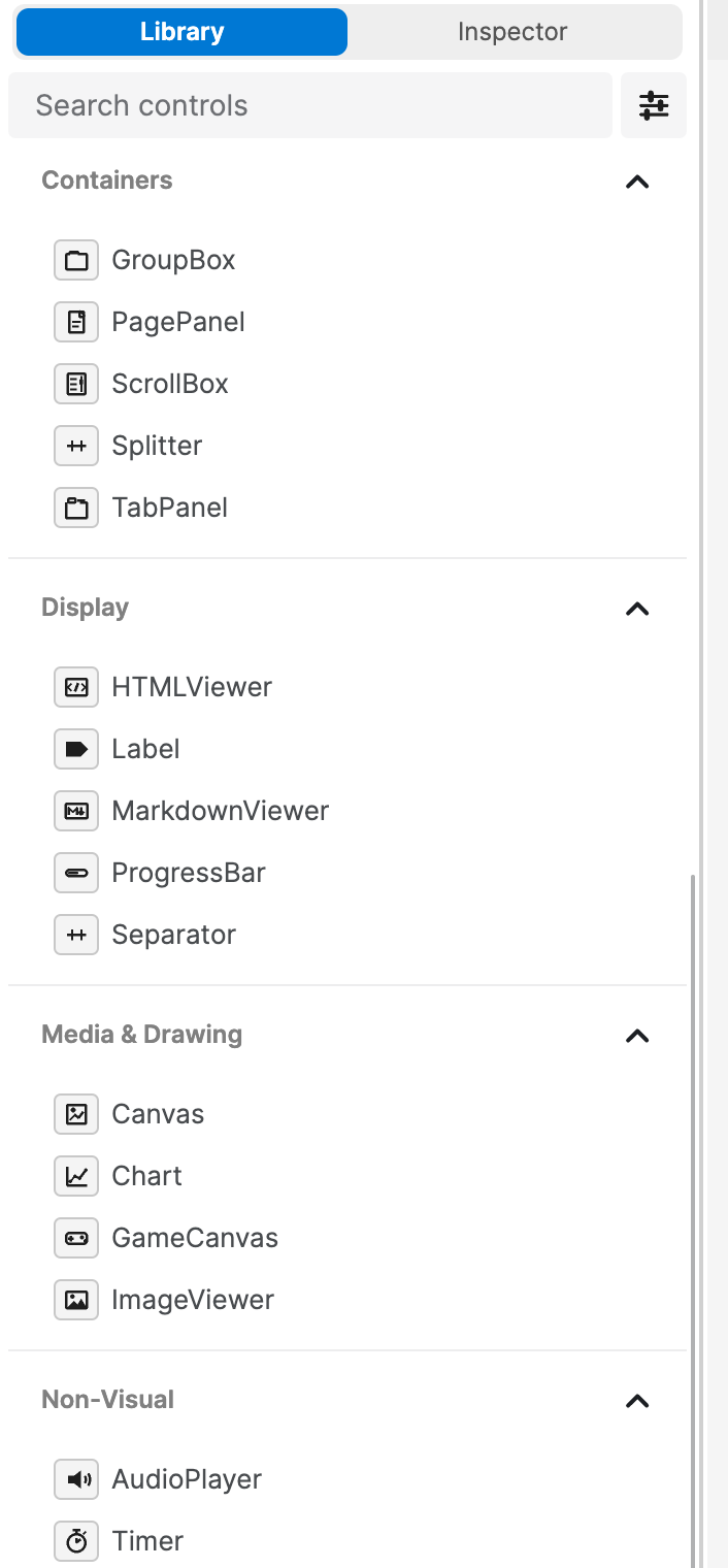 UI contral library sections